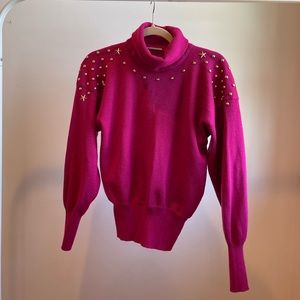Vintage Raspberry Star Studded Turtle Neck